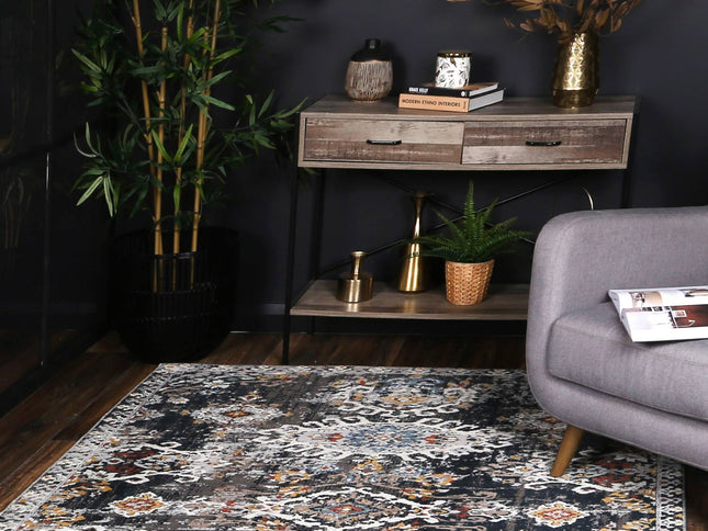 Havana Miramar Contemporary Charcoal & Blue Rug