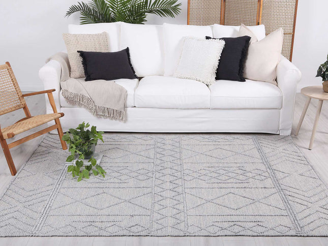 Himalaya Diamond Tribal Grey Wool Rug