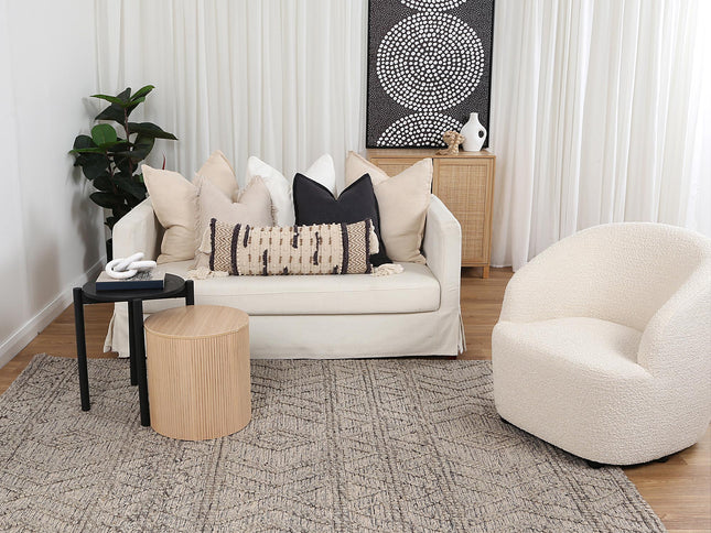 Himalaya Lattice Tribal Ash Wool Rug
