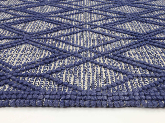 Himalaya Cobblestone Tribal Blue Wool Rug