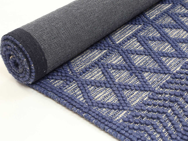 Himalaya Cobblestone Tribal Blue Wool Rug