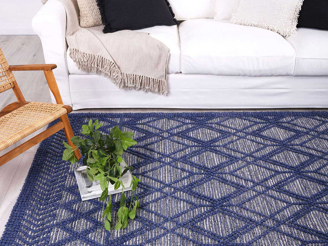 Himalaya Cobblestone Tribal Blue Wool Rug
