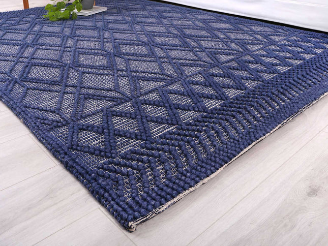 Himalaya Cobblestone Tribal Blue Wool Rug