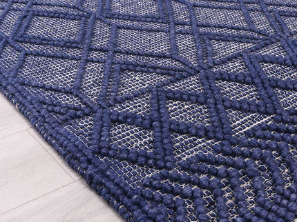 Himalaya Cobblestone Tribal Blue Wool Rug