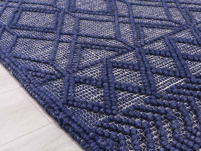 Himalaya Cobblestone Tribal Blue Wool Rug