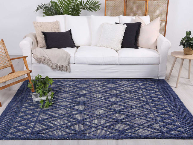 Himalaya Cobblestone Tribal Blue Wool Rug