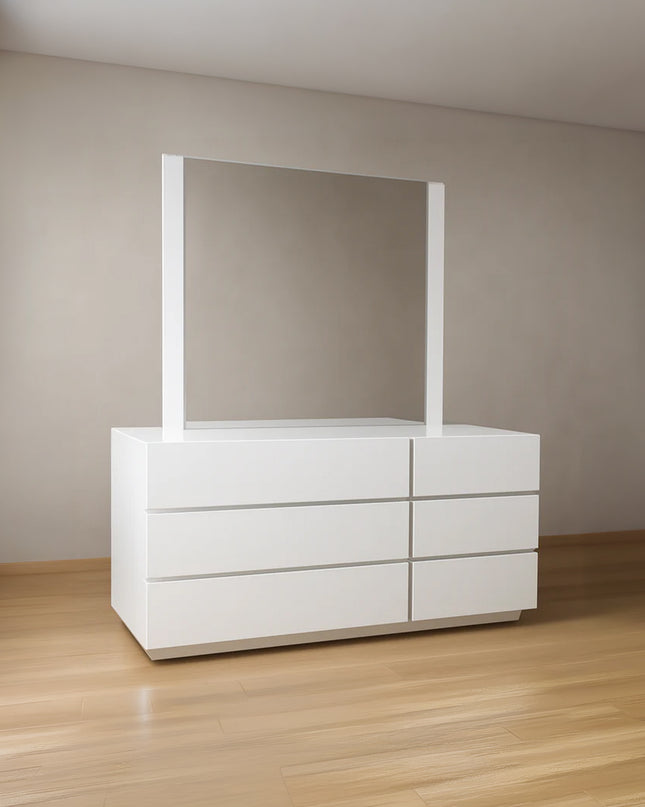 Hannah 5 PCE QUEEN DRESSER MIRROR SUITE - High Gloss White