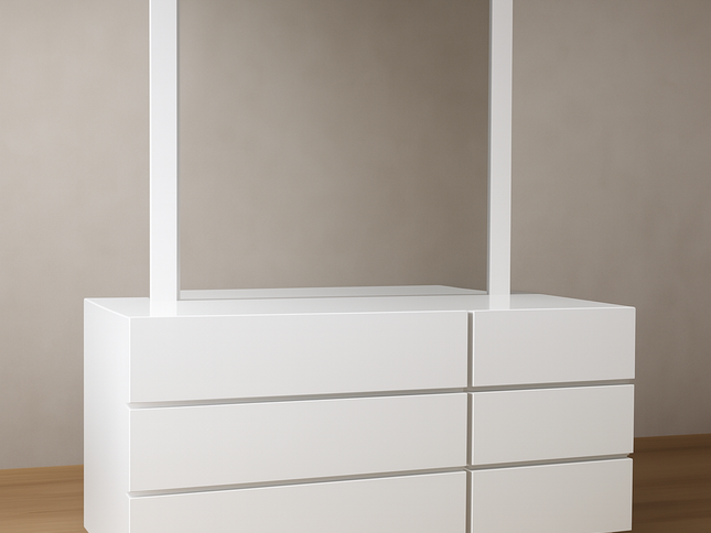 Hannah Dresser & Mirror - White High Gloss