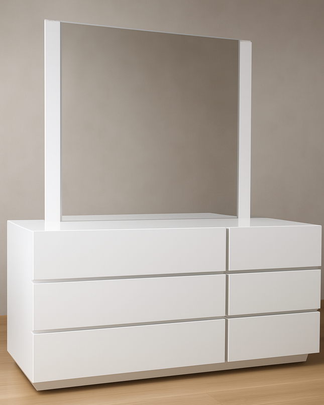 Hannah Dresser & Mirror - White High Gloss