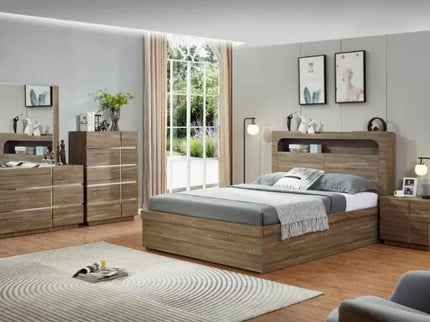 Hannah 5 Pce Double Dresser Mirror Suite - Light Oak