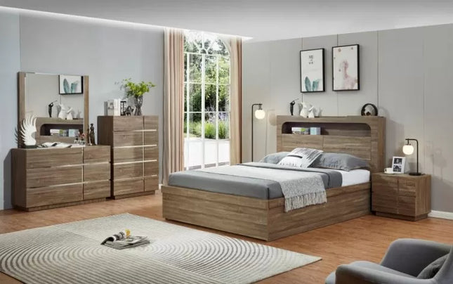 Hannah 5 Pce Double Dresser Mirror Suite - Light Oak