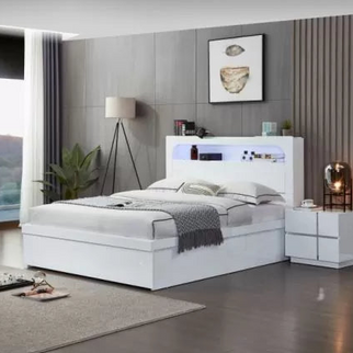 Hannah Queen Bed - White High Gloss