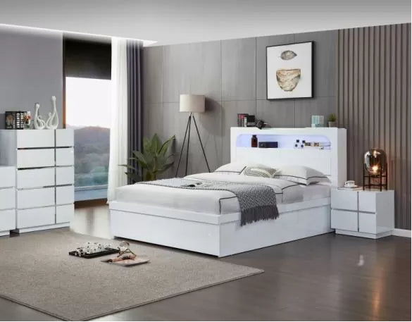 Hannah 4 Pce Double Tallboy Suite - High Gloss White