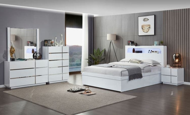 Hannah Double Bed - White High Gloss