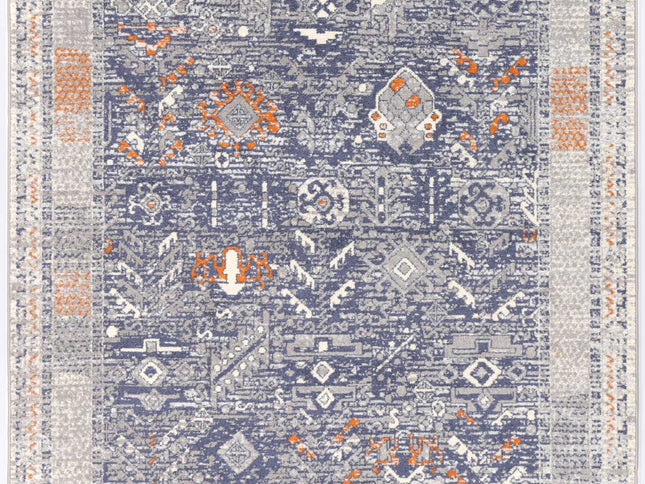 Inca Santiago Blue & Cream Contemporary Rug