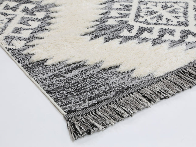 Kaza Tribal Cream Anthracite Rug