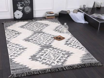 Kaza Tribal Cream Anthracite Rug