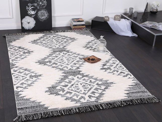 Kaza Tribal Cream Anthracite Rug