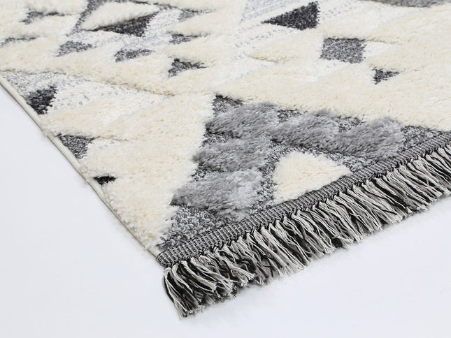 Kaza Tribal Diamond Cream Grey Rug