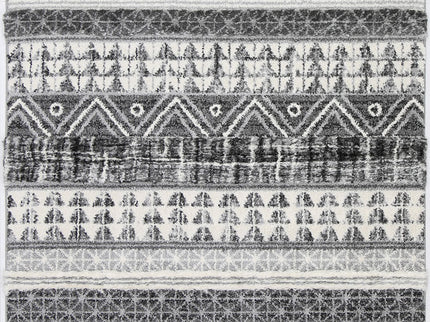 Kaza Tribal Lines Cream Anthracite Rug