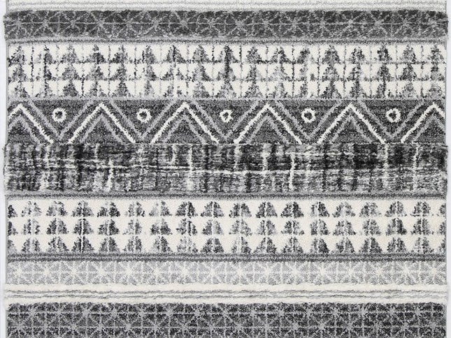 Kaza Tribal Lines Cream Anthracite Rug