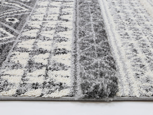 Kaza Tribal Lines Cream Anthracite Rug