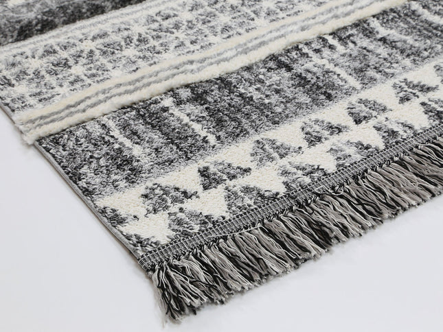 Kaza Tribal Lines Cream Anthracite Rug