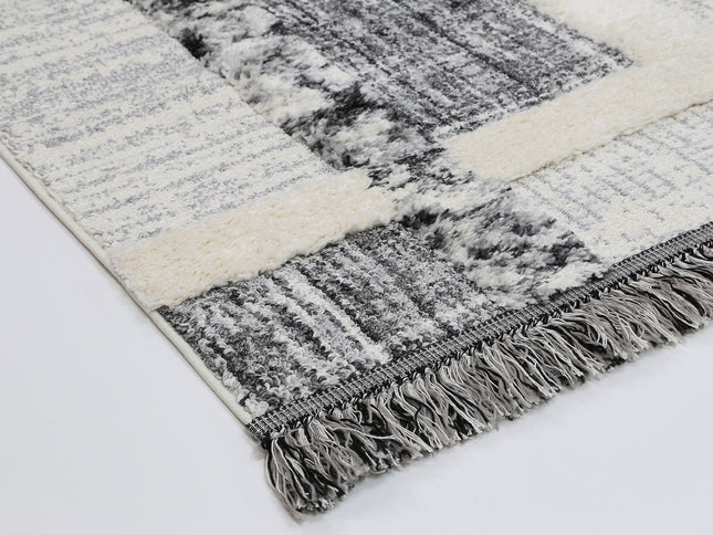 Kaza Tribal Modern Cream Anthracite Rug