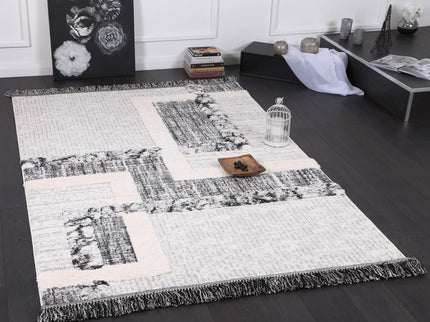 Kaza Tribal Modern Cream Anthracite Rug
