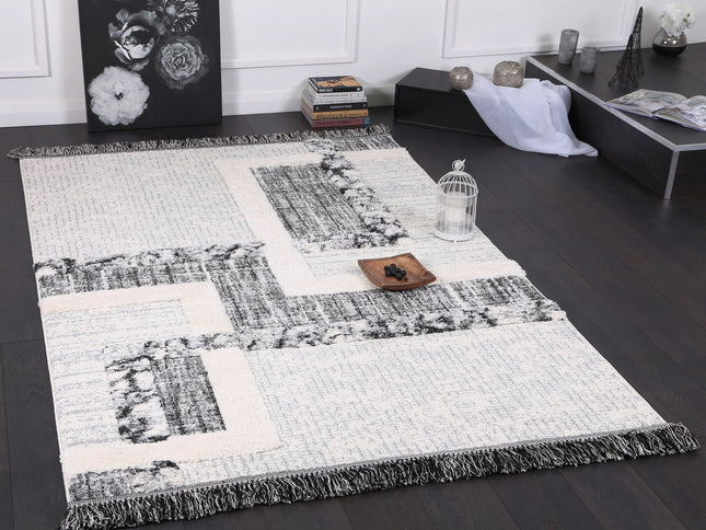 Kaza Tribal Modern Cream Anthracite Rug