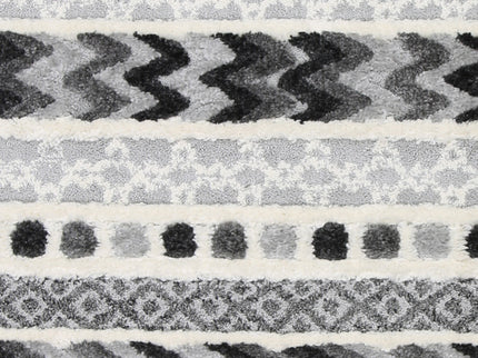 Kaza Tribal Carved Cream Anthracite Rug