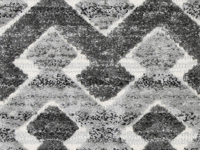 Kaza Tribal Carved Lines Cream Anthracite Rug