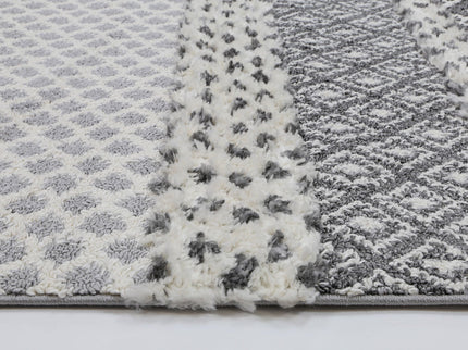 Kaza Tribal Edge Cream Anthracite Rug