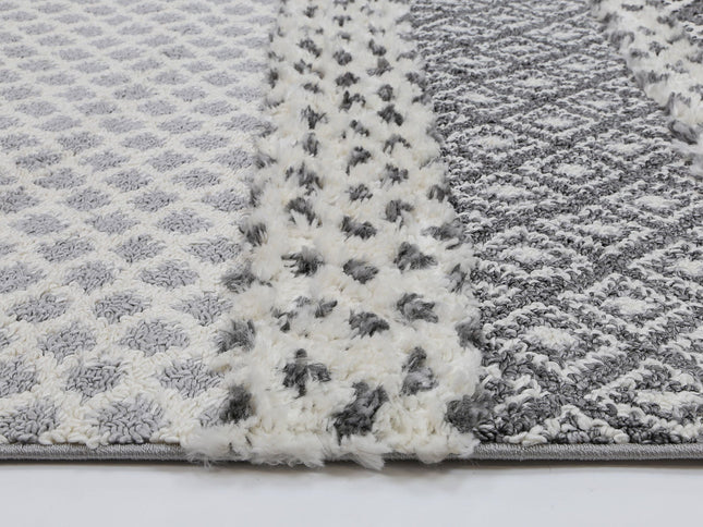 Kaza Tribal Edge Cream Anthracite Rug