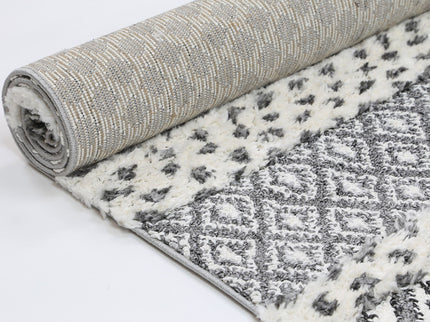 Kaza Tribal Edge Cream Anthracite Rug