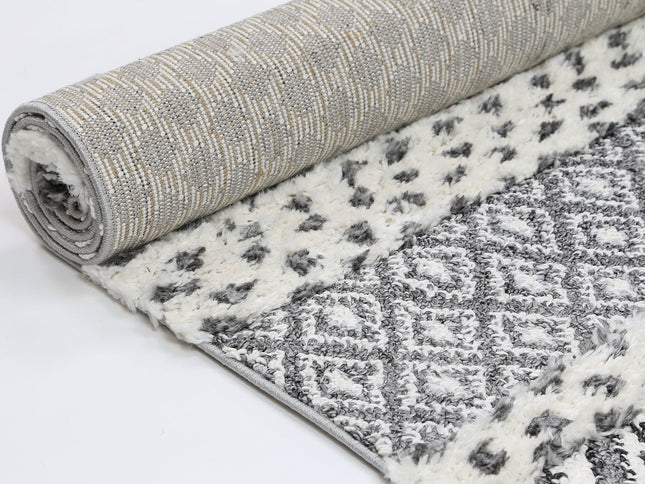 Kaza Tribal Edge Cream Anthracite Rug