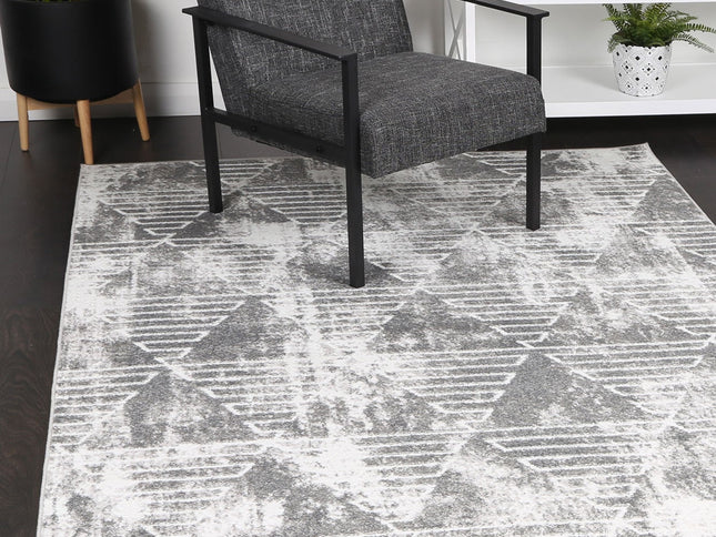 Kimberley Matrix Geometric Silver Rug