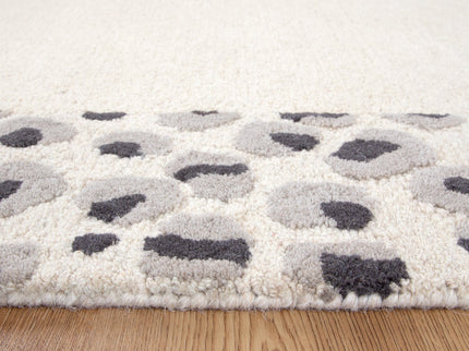 Les Nomades Leopard Cream Grey Wool Rug