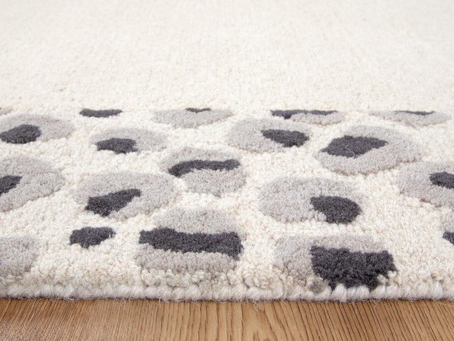 Les Nomades Leopard Cream Grey Wool Rug