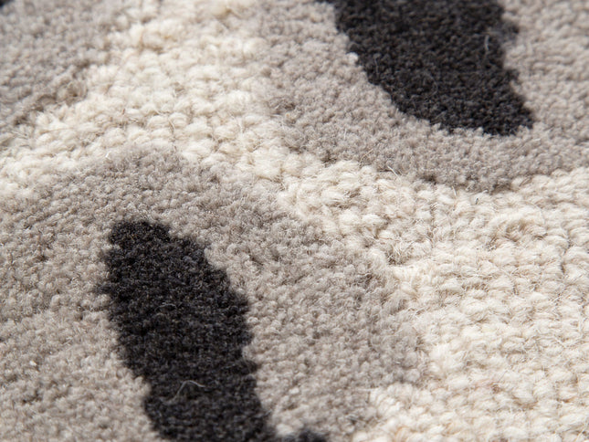 Les Nomades Leopard Cream Grey Wool Rug