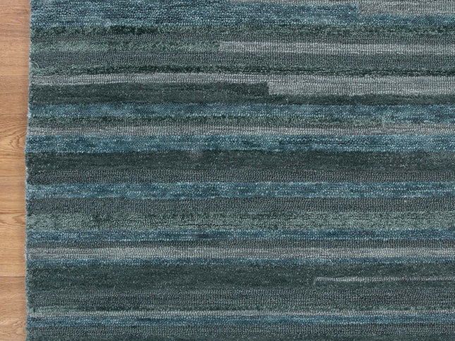 Les Nomades Linear Teal Wool Rug