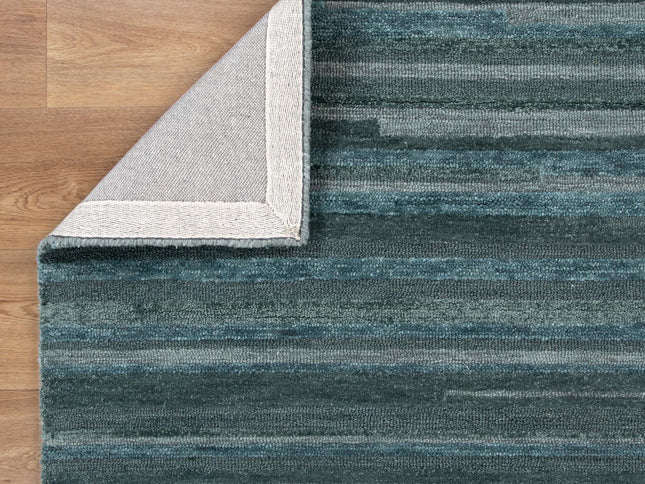Les Nomades Linear Teal Wool Rug