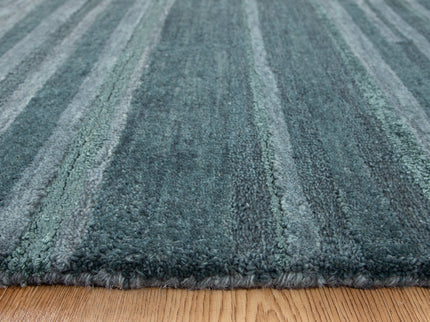 Les Nomades Linear Teal Wool Rug