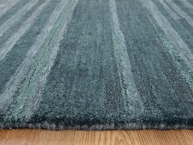 Les Nomades Linear Teal Wool Rug