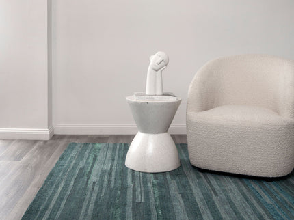 Les Nomades Linear Teal Wool Rug