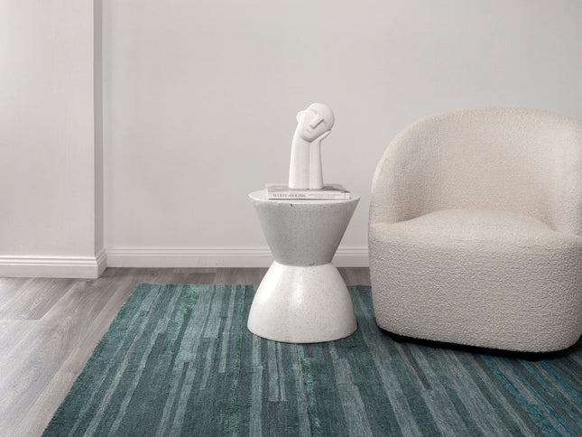 Les Nomades Linear Teal Wool Rug
