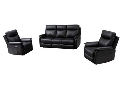 Lexi 3+1+1 Electric Recliner - Black (Leather)
