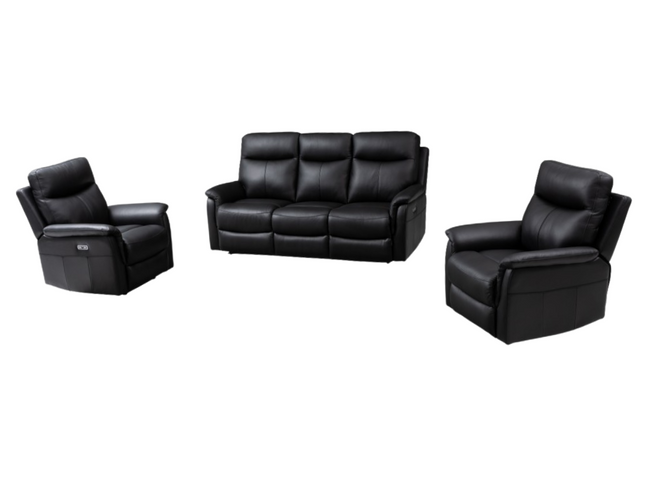 Lexi 3+1+1 Electric Recliner - Black (Leather)