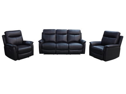 Lexi 3+1+1 Manual Recliner - Black (Leather)