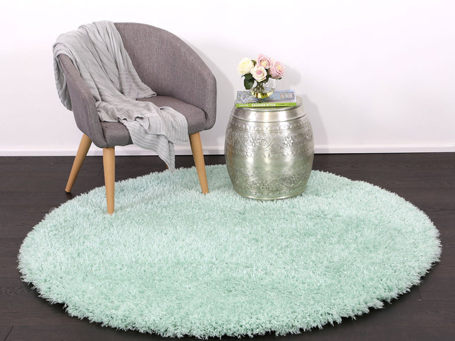 Flokati Super Soft Ultra Thick Blue Shaggy Round Rug